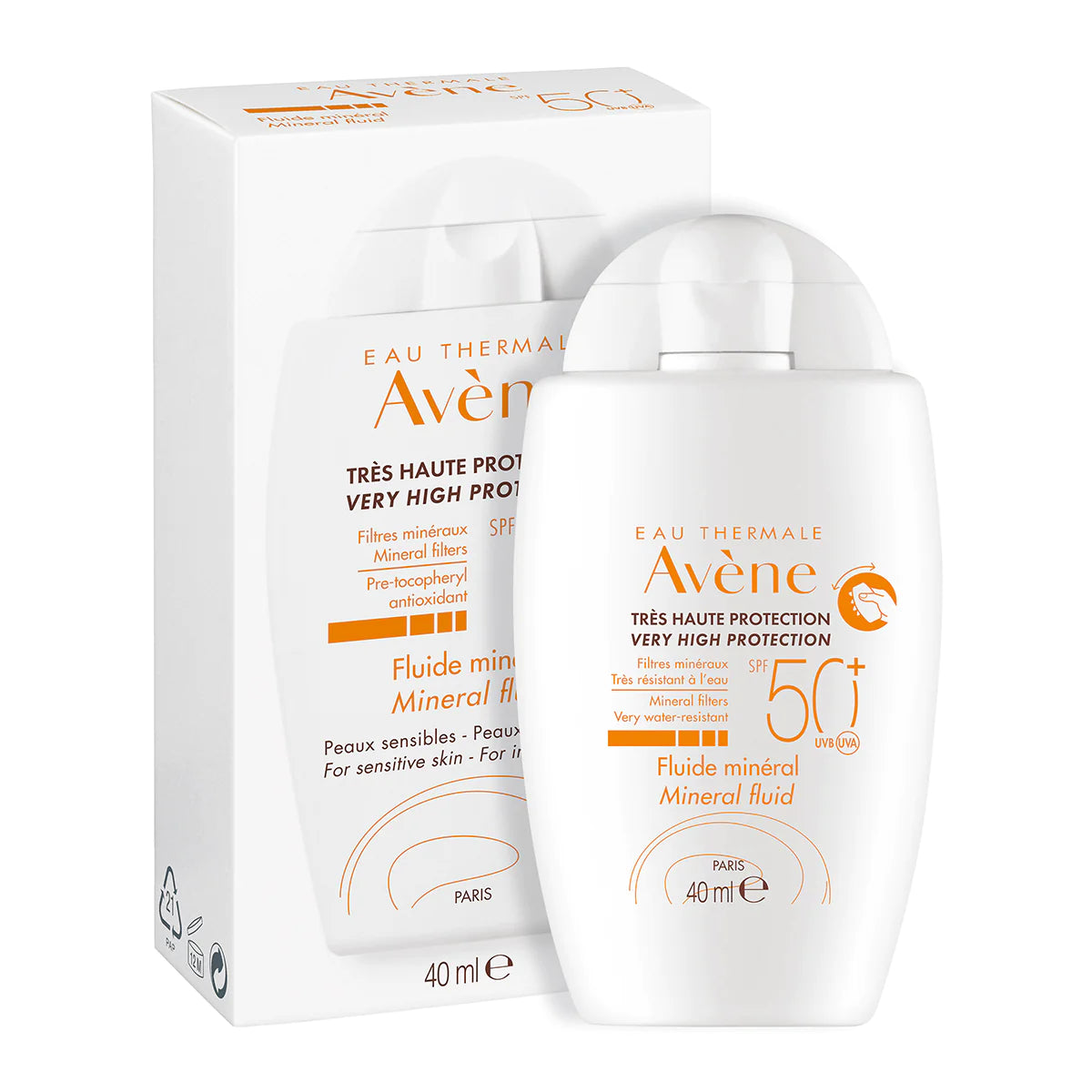 Protector solar FPS 50+ Mineral Fluid Avène 40 ml